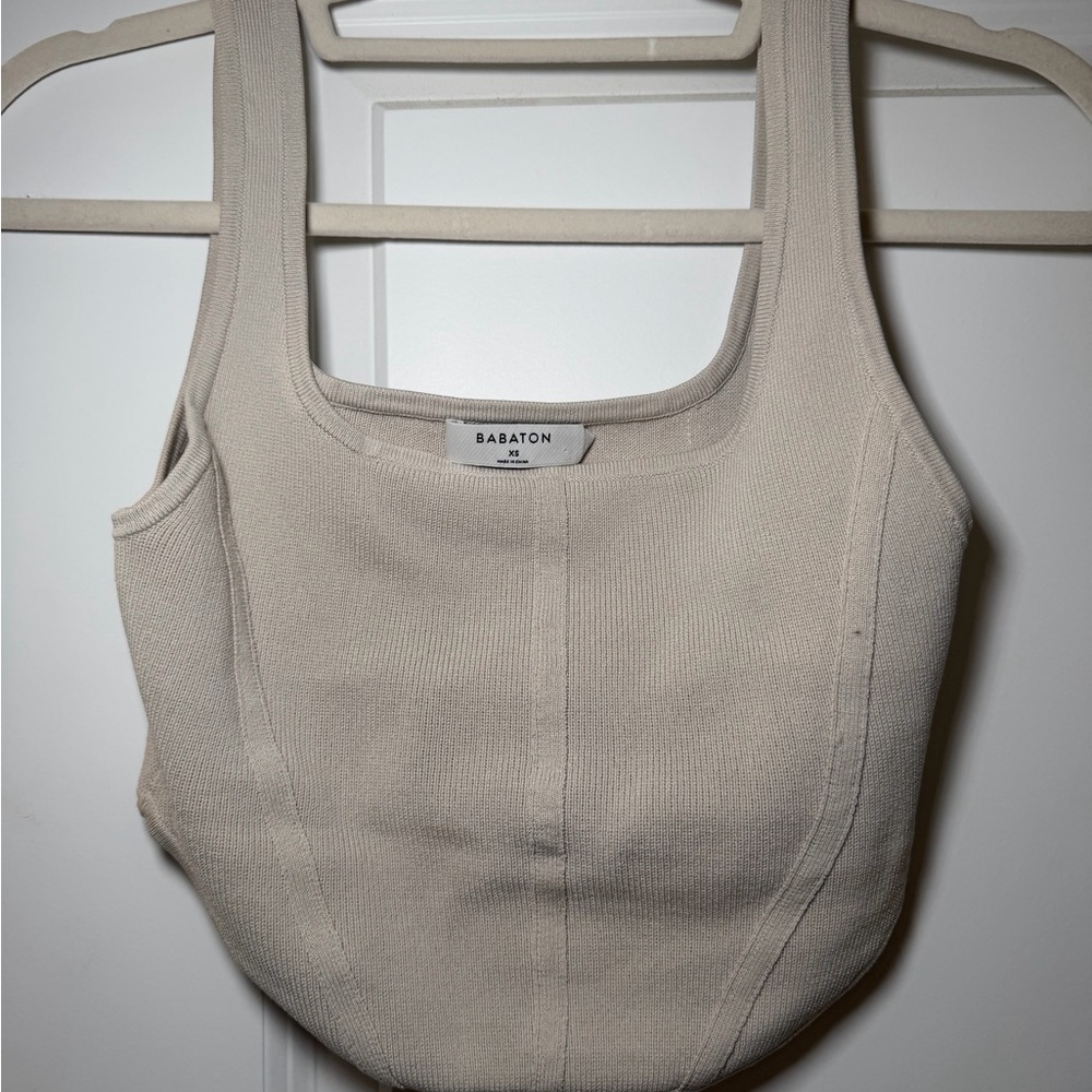 Aritzia Babaton light beige knit corset top